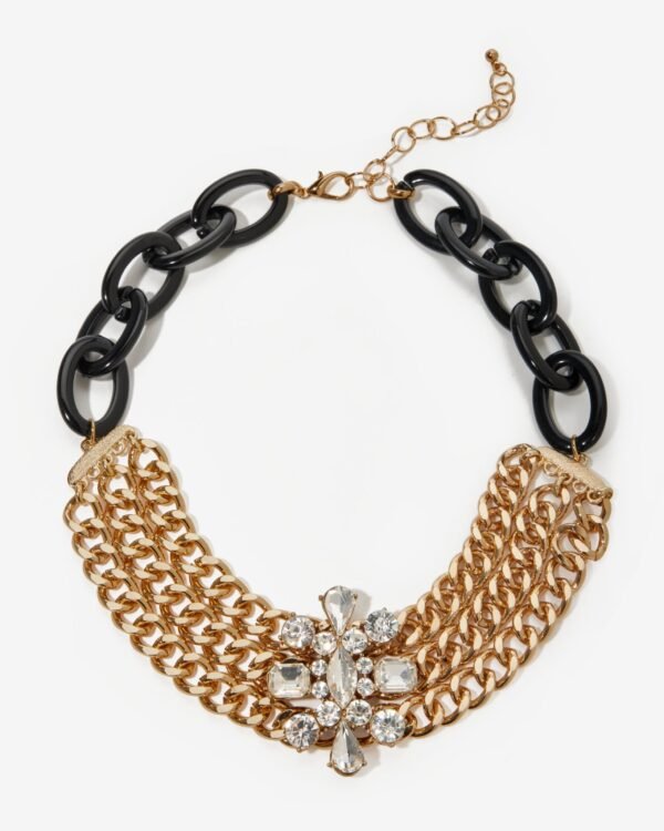 Gold Chain Link Choker Necklace Black/Gold