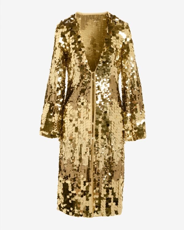 Paillette Bell Sleeve Duster Gold - Image 2